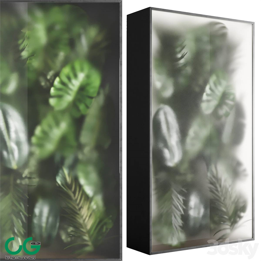 light box with tropical leaf garden in frame glass Smoked 01
